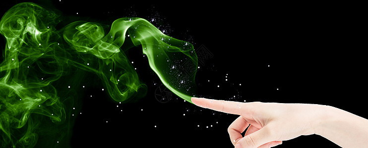 手指发散智能虚拟烟雾背景图片