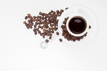 咖啡咖啡豆创意摆拍白底背景