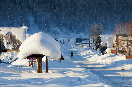 冬森林雪房子背景