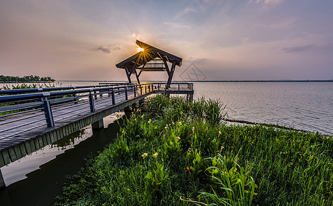 夕阳风景阳澄湖背景