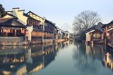 古镇旅游乌镇夜色背景