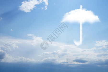 蓝色天空下的创意伞形云彩图片