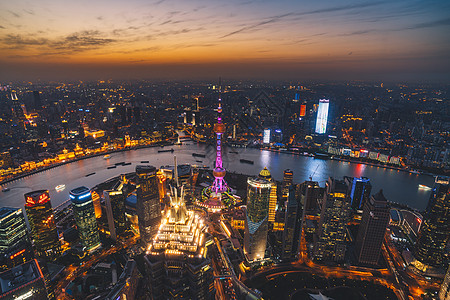 上海大世界夜景俯拍城市风光夜景背景