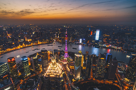 都市街道俯拍城市风光夜景背景