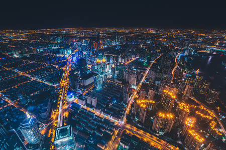 夜景街道俯拍城市风光夜景背景