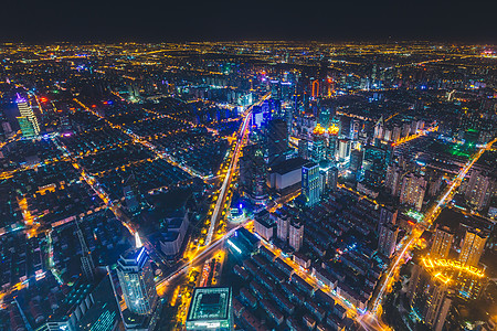 上海航拍夜景俯拍城市风光夜景背景