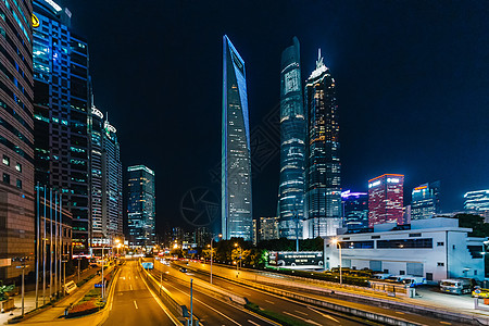 夜晚路陆家嘴城市夜景背景