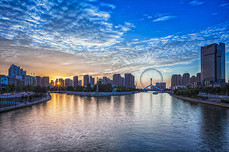 海河日落之眼背景