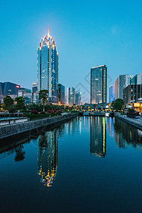 建筑外墙夜景宁波水街夜景拍摄背景