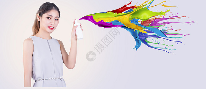 中国美女商务套裙喷漆女人设计图片