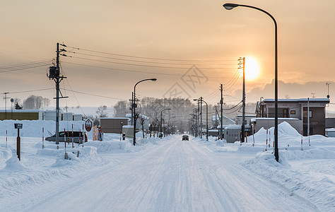 冬城市北海道美瑛背景