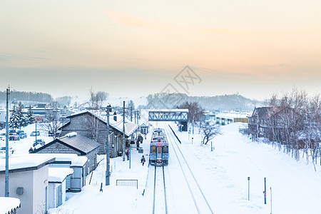 日本冬天日本雪景背景