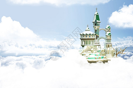 天空古堡背景图片