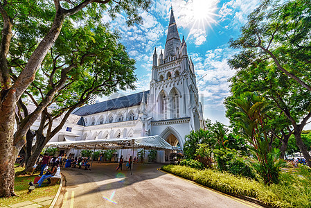 新加坡的教堂背景图片