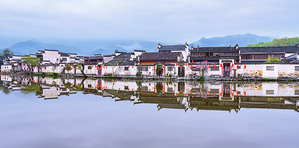 安徽黟县徽派古建筑背景