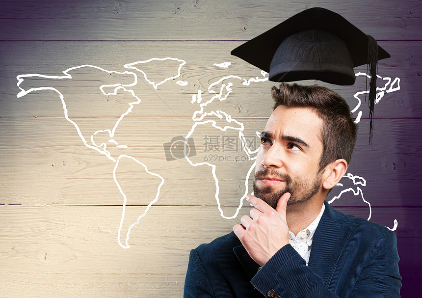 世界地图与思考的人摄影图片免费下载_科学\/技