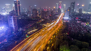 现代都市航拍城市夜景图片