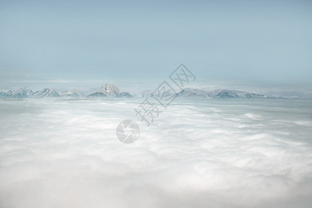 风景震撼蓝天天空中山与云海空旷设计图片