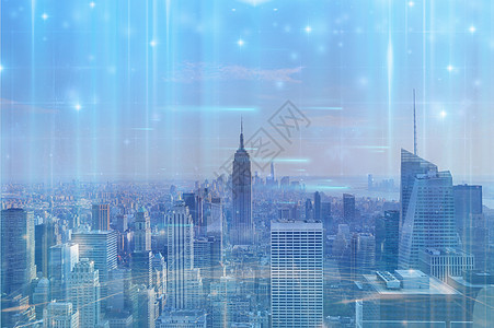 蓝色城市网络链接背景图片