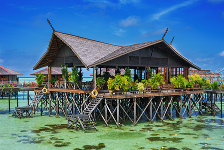 水上屋海岛度假蜜月水屋建筑背景