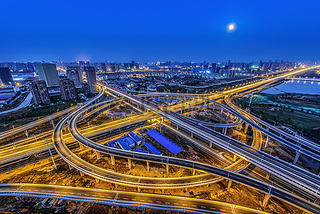 城市发展建设立交桥夜景图片