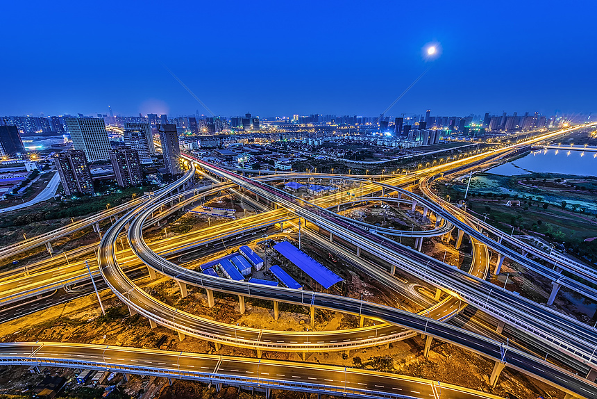 城市发展建设立交桥夜景