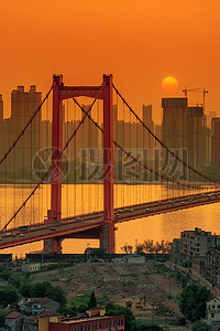 日落桥梁风景图片