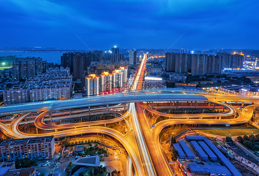 武汉城市立交桥夜景图片