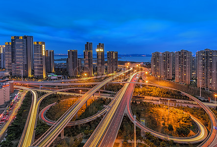 武汉城市交通立交夜景高清图片