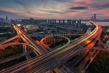 武汉立交交通夜景高清图片