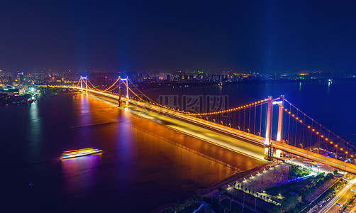 鹦鹉洲大桥武汉城市桥梁夜景背景