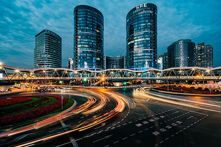 上海房地产城市车流夜景背景