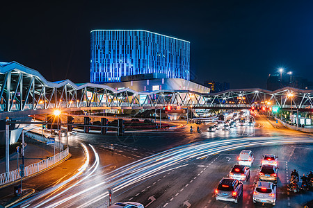 都市街道城市车流夜景背景