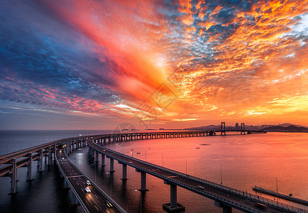 海日落跨海大桥背景