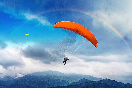 找彩虹的降落伞背景图片