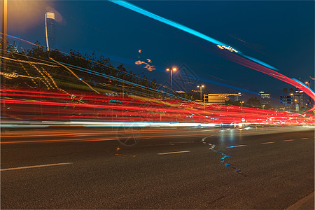 高速公路元素城市夜景车流背景