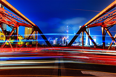 城市夜景车流图片