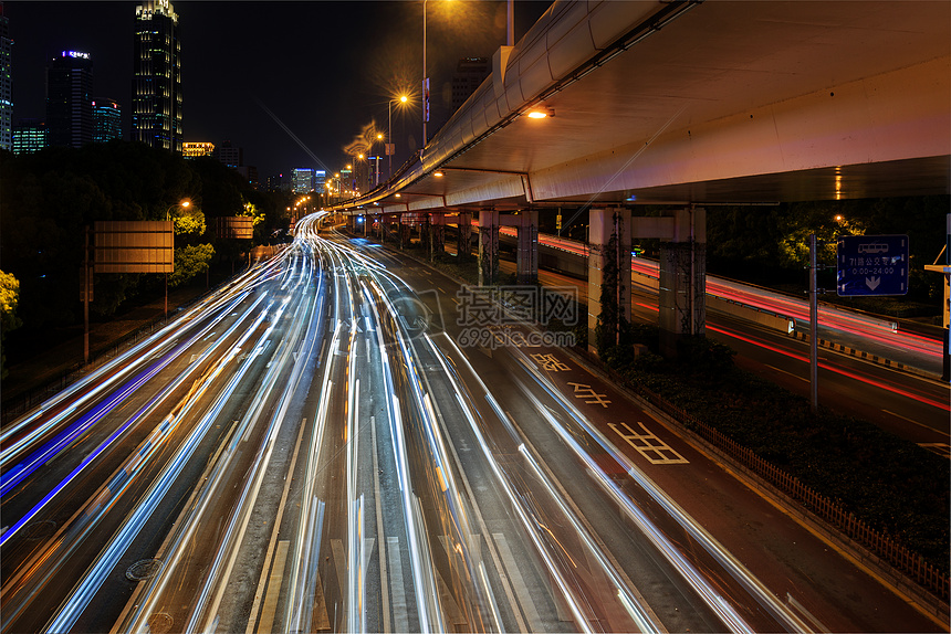 城市夜景车流图片