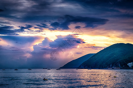 沙滩日落大海 夕阳背景