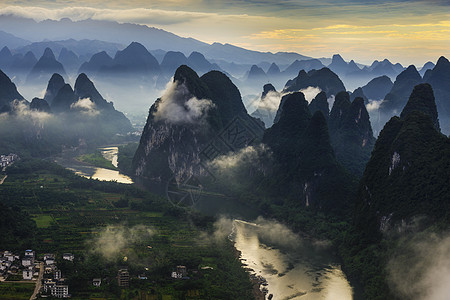 俯视河流轻舟已过万重山背景