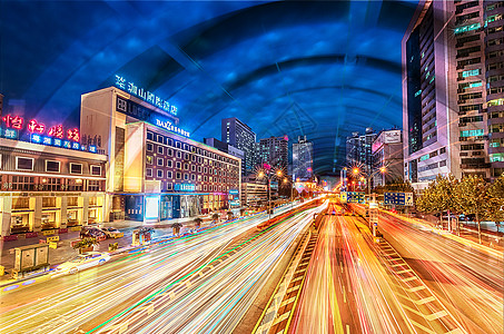 科技城市夜景光速隧道高清图片