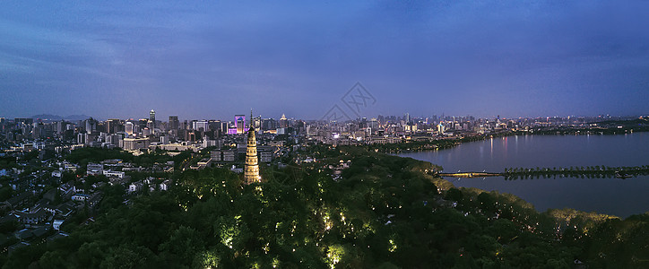 旅游城市线条西湖十景 宝石流霞背景