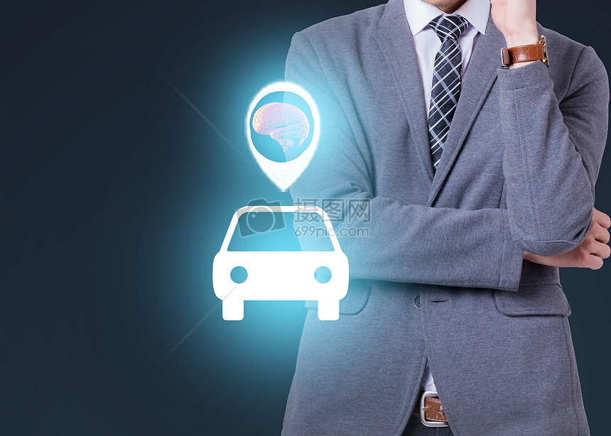 智能科技时代思考的商务男士摄影图片免费下载