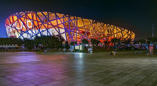 北京夜景鸟巢背景