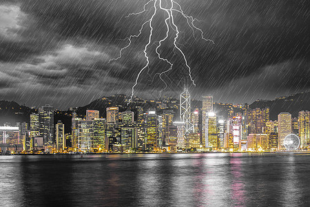 暴雨之后雷雨中的城市设计图片