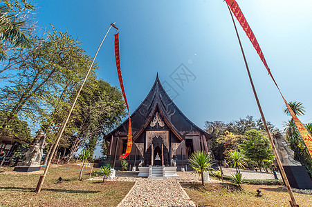 八一旗帜泰国清迈的寺庙背景