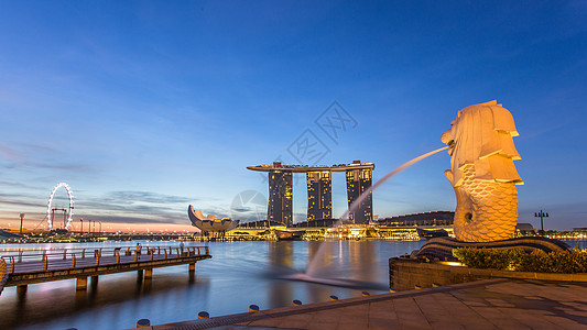 建筑剪影滨海湾背景