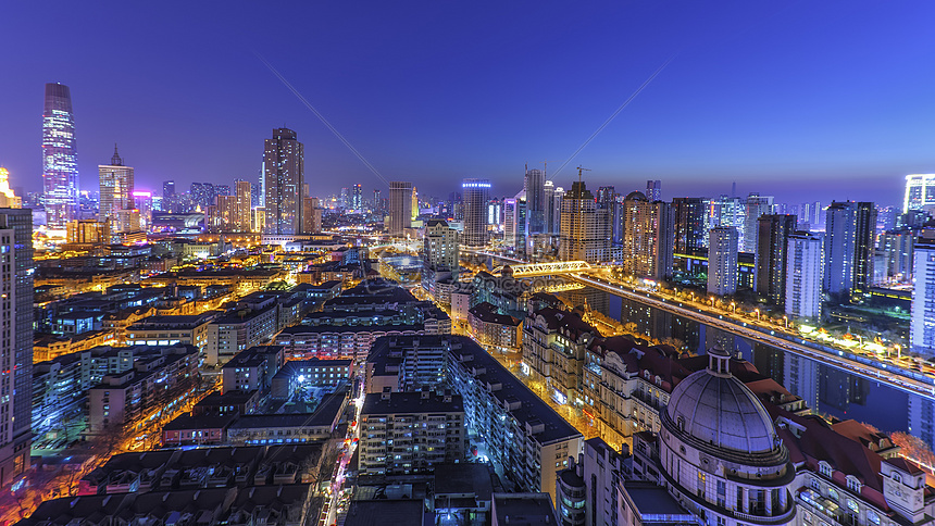 夜晚的天津城市灯光图片