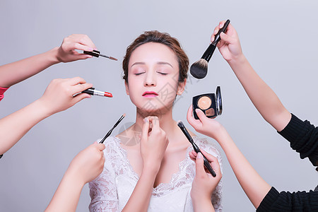 化妆品女模特清新立体美女大气化妆展示背景