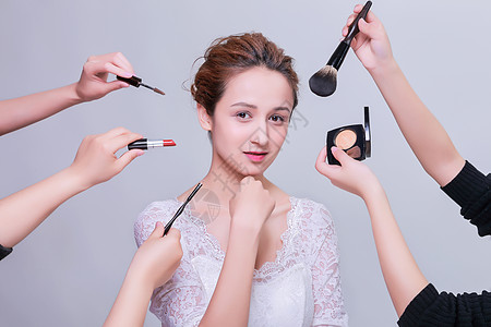 化妆品女素材清新立体美女大气化妆展示背景